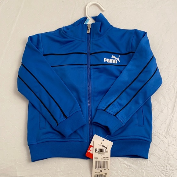 Puma blue jacket and black pants tracksuit set 2T - Picture 2 of 15